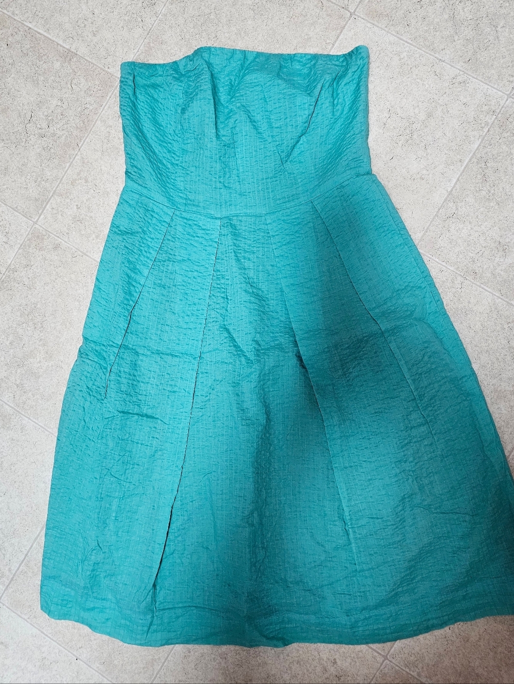 Lot 2 J.Crew Strapless Seersucker Cotton Dress Sz 2 1-Pink & 1-Turquoise Pleated
